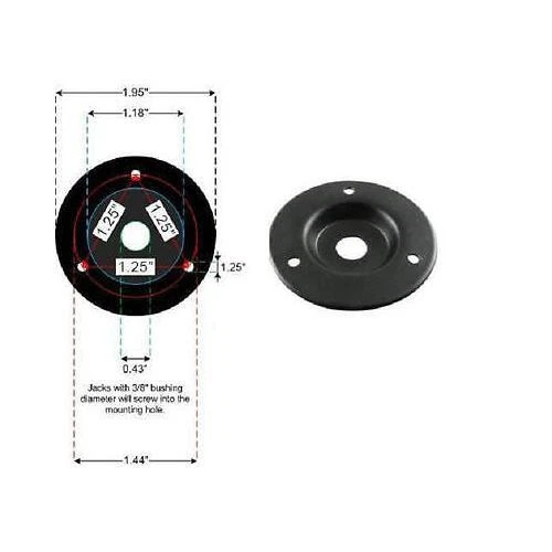 Black Speaker Amp Jack Plate, 2" Round Metal with 1/4" Switchcraft #11 Jack - Image 3 of 4