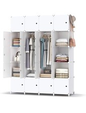 Portable Wardrobe Space Saving Modular Plastic Cupboard with Doors