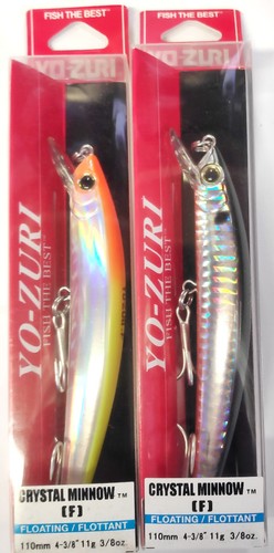 2 x Yo-Zuri Crystal Minnow Floating Lures 11cm (11g)