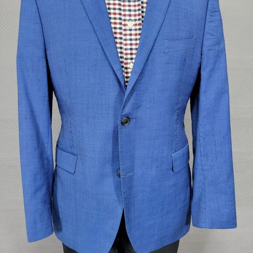 Saks Fifth Avenue Men's 2PC Suit Blue Checked Wool Trim Fit 42R / 33x31 - Picture 17 of 23