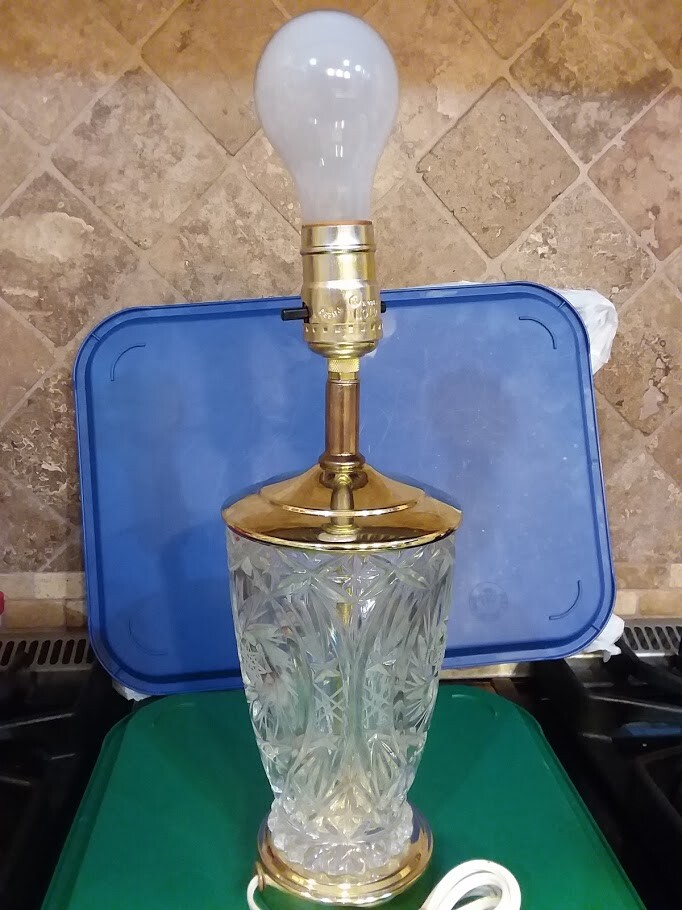 Crystal Lamp Base German 24 Lead Crystal 13" Table/Boudoir Elegant