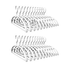 White Plastic Clothes Hangers Heavy Duty Coat Hangers 24 Pack Premium Thick W...