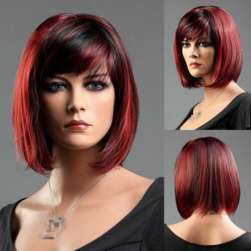 Damen Perücke Rot Haar Wigs wie Echthaar Weiblich Glatt Kurz Cosplay NEU - Bild 1 von 6