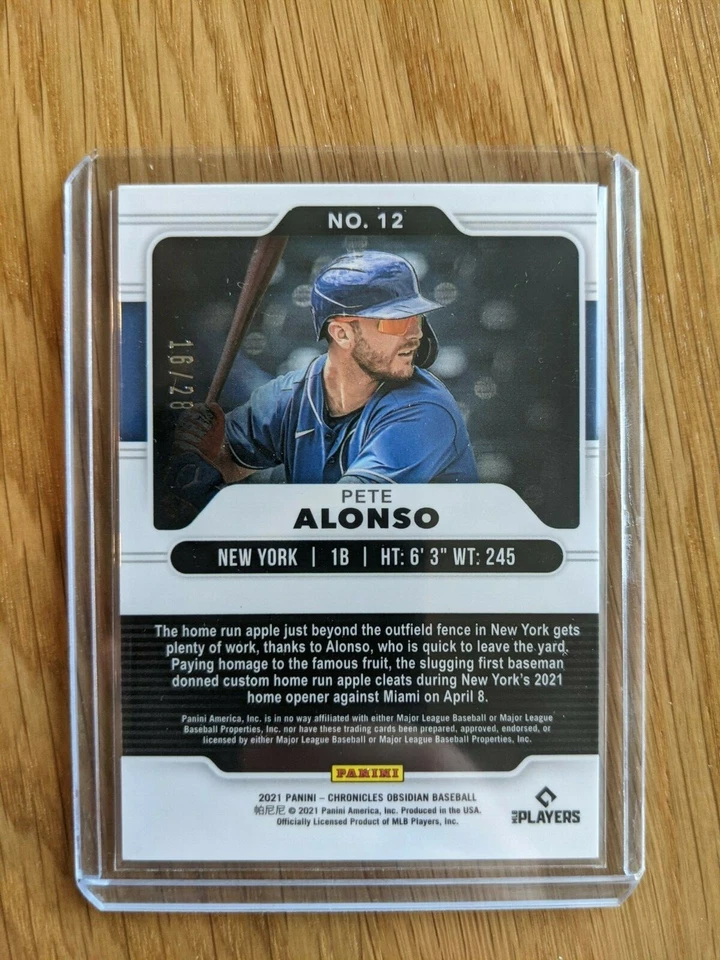 2021 Panini Chronicles Baseball FOTL ONLY Pete Alonso Obsidian Neon Orange /28 - Image 2 of 2