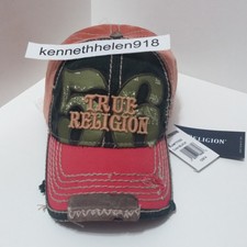 TRUE RELIGION 56 BANDANA LOGO BASEBALL CAP BLACK RED MENS ONE SIZE ADJUSTABLE