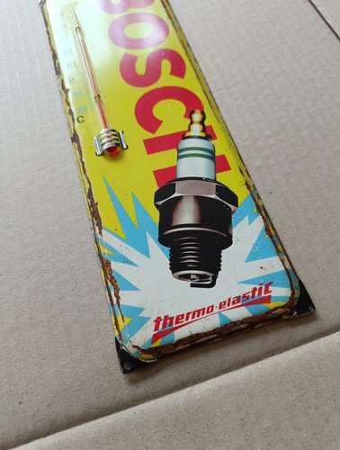 Vintage BOSCH "Thermo Elastic" Thermometer Tin Spark plug Sign Non Porcelain - Picture 2 of 15