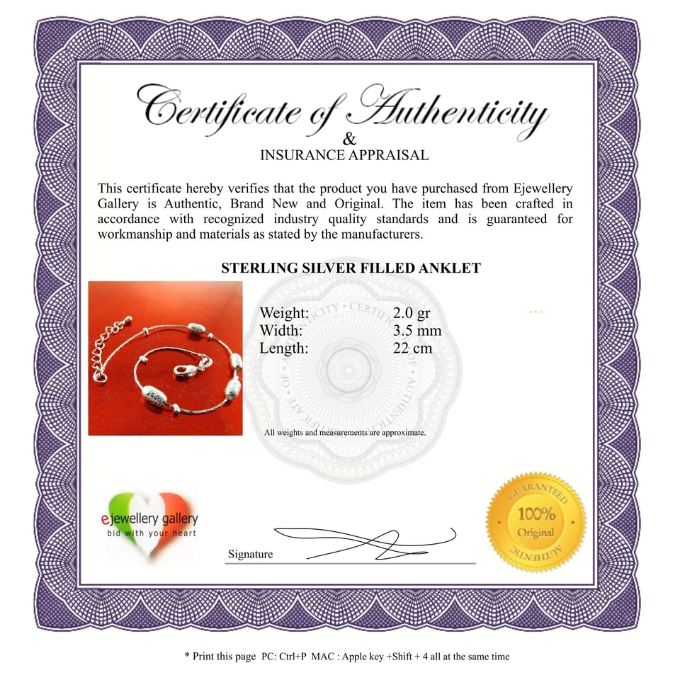 Anklet XL Bracelet Real 925 Sterling Silver S/F Solid Girls Bead Link Design - Imagem 3 de 3