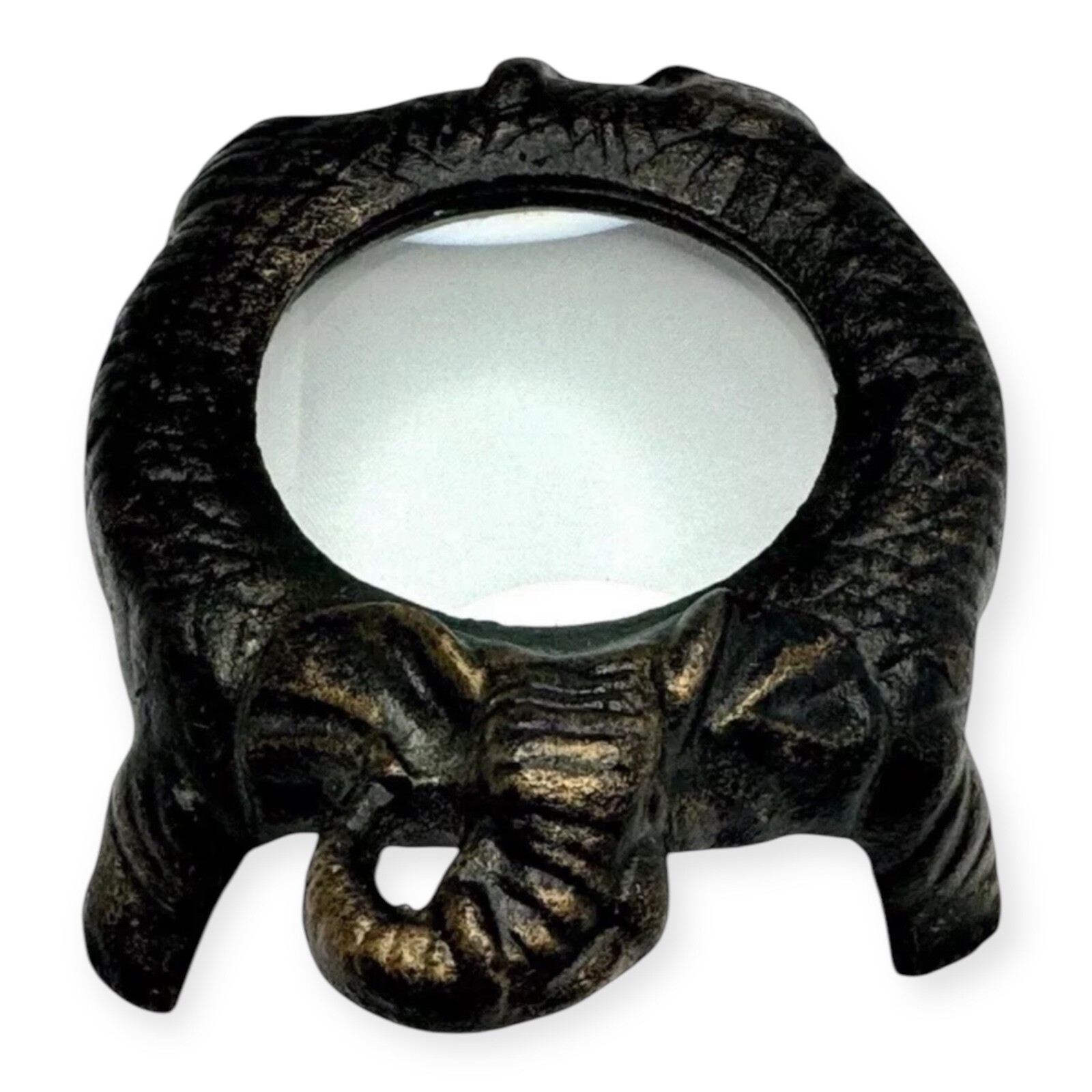 Vintage Desk Magnifying Glass Metal Elephant Desk Top Paperweight Office Table
