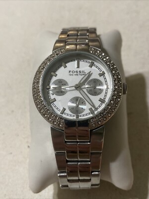 Fossil Glitz BQ9291 Quartz Watch Womens New Battery Diamond Accent 32mm Multifun