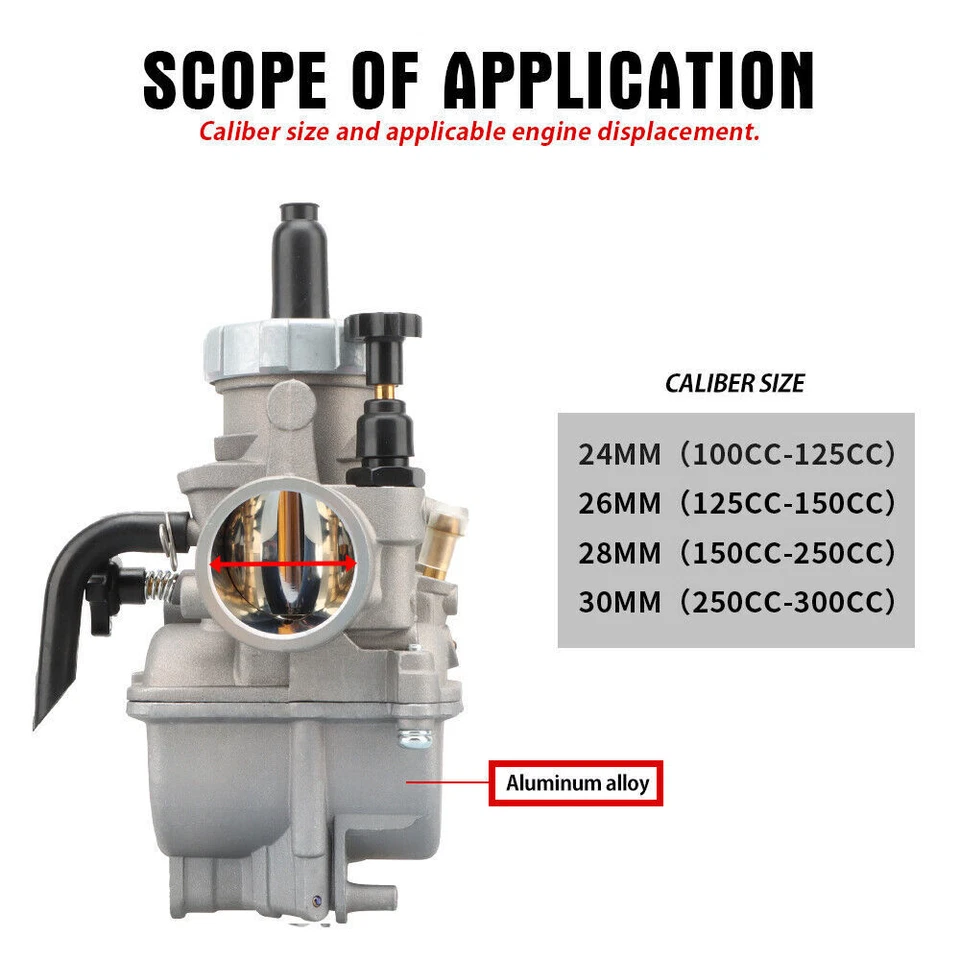 NIBBI PE26 Performance Carburetor for Suzuki DRZ125 DR-Z125 DRZ125M 2003-2024 - Image 3 of 4