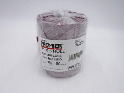 Lot of 100 Carbo Premier Red 5'' x 5 Hole A/O Dri-Lube P80 Grit 15295