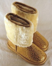 Girls Size 12 Gold Boots with Faux Fur Outside Lining