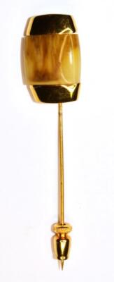 Vtg Gestempelt Trifari Crown Goldfarben Hellbraun Quadratform Nadel Hut Krawatte