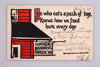Vintage Postcard 1907 He Who Eats a Peck of Hay Knows How We Feed Here Every Day