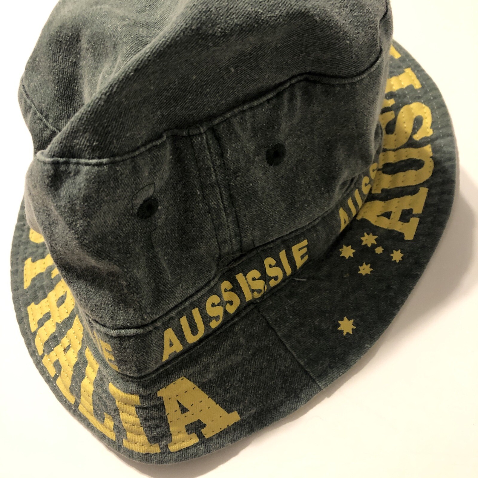 Aussie Australia Down Under Green Faded Bucket Hat