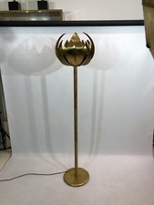 Brass Torchiere Floor Lamp 60s 1970s Vintage Tommaso Barbi palm tree Rega Zevi
