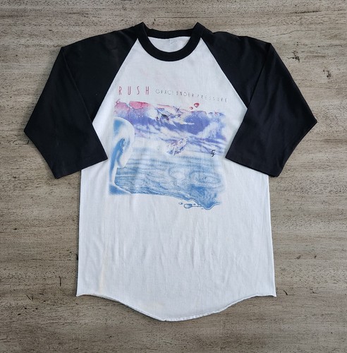 Vintage 80s Rush Grace Under Pressure Raglon T-shirt Sz M 1984 Graphic Band Tee - Picture 2 of 14