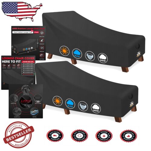 Heavy-Duty 600D Outdoor Lounge Chair Covers - Secure 2 Pack for All Seasons