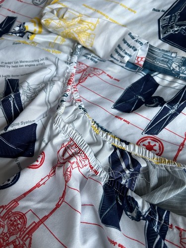 Star Wars Full Bed Fitted Flat Kid's Sheets Set red blue yellow white Fabric - Picture 5 of 8