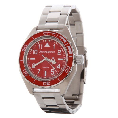 Vostok Komandirskie 650840 Reloj Mecánico Automático Rojo Nuevo VENDEDOR DE EE. UU. - Imagen 2 de 13