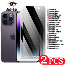 2Pcs Privacy Tempered Glass Screen Protector iPhone XR 17 16 15 14 13 12 Pro Max