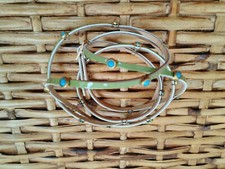 Pre-owned Faux Green Leather Wrap Bracelet with faux turquoise stones