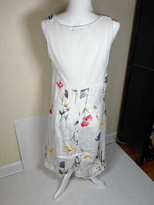 One Size - VALENTYNE Women Dress 100% Linen Made in Italy White with Flowers | eBay One Size - VALENTYNE Women Dress 100% Linen Made in Italy White with Flowers | eBay