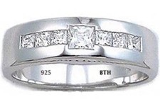 Genuine Sterling Silver Mens Wedding Engagement Band Ring 