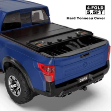 4-Fold 5.5FT Hard Truck Bed Tonneau Cover For 2009-2014 Ford F150 w/ Lamp On Top