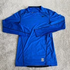 Nike Pro Combat Shirt Mens Small S Fitted Blue Long Sleeve Gym Active Athletic