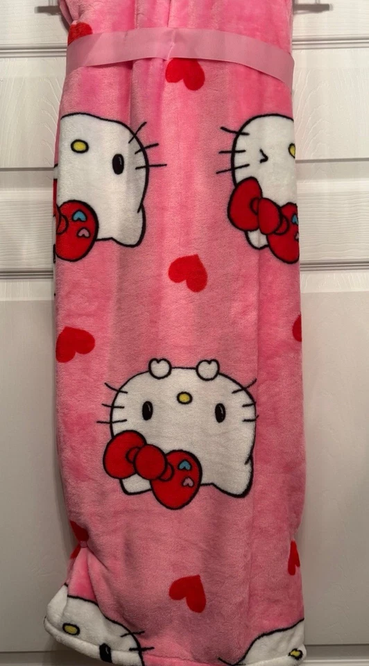 🎀 Hello Kitty Valentine розовый красный сердца красный бант 60 «x 70» плюшевый плед - Изображение 2 из 2