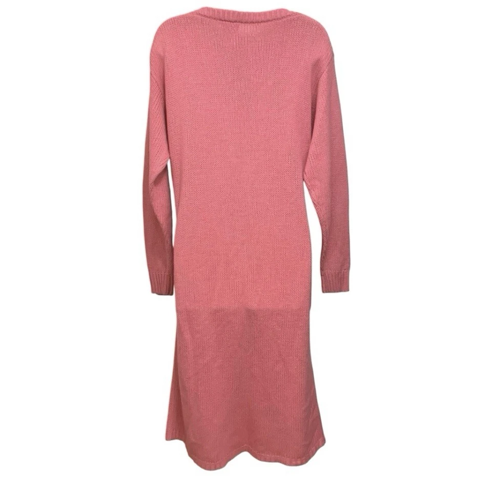 Vestido Suéter Vintage Años 80 Arianna De Gran Tamaño Rosa Pastel Tejido Geométrico Midi S Foto 3 de 4