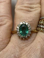 Antique Emerald & Diamond 18k Yellow Gold Ring