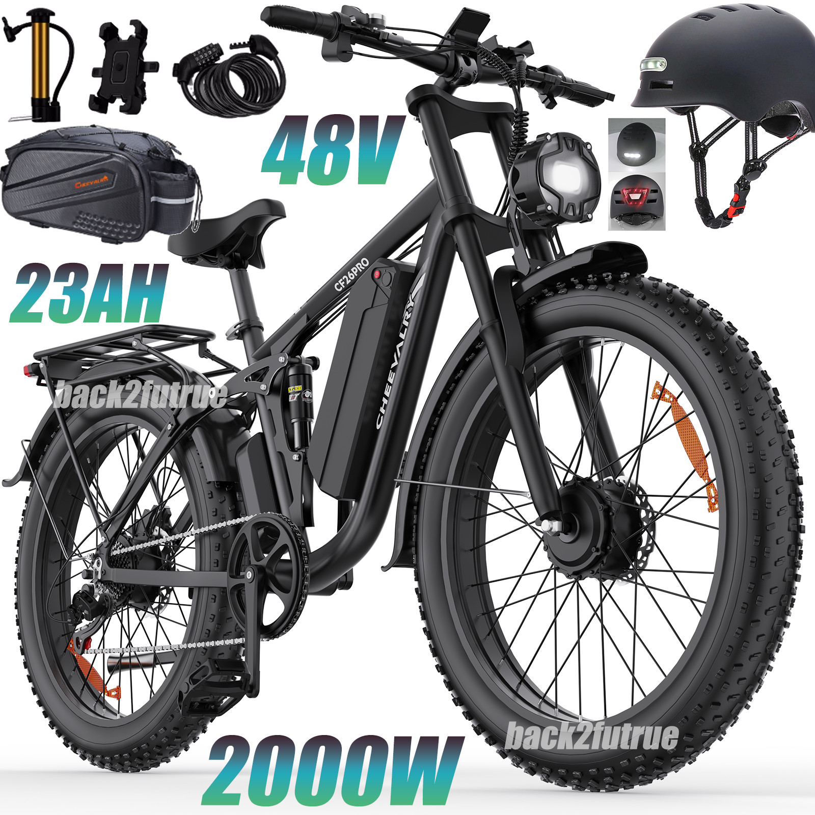Bicicletta Elettrica CF26 PRO 26 Pollici 2000W Doppio Motore E-Mountain Bike 48V 23Ah E-Bike
