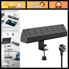 40W Fast Charging Desk Clamp Power Strip with 4 USB-C Ports  5 Outlets, Surge P