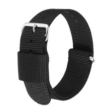 22mm Nylon Watch Bands Single Stripe Quick Release with Silver Pin Black