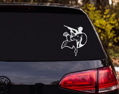 Duck Hunter Silhouette Aiming Shotgun Lab Retriever Outline Flying Duck Decal
