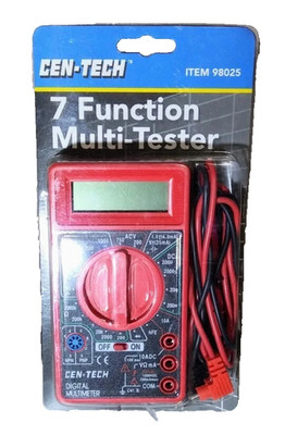 CEN-TECH 7 FUNCTION DIGITAL MULTIMETER RED 98025 **NOS**