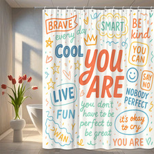 Colorful Motivational Shower Curtain - Fun and Inspirational Design