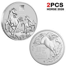 2PCS 2026 Australia Serie Lunare III Anno del Cavallo Moneta Lega Rame-Argento