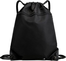 Drawstring Backpack Waterproof Gym Bags Drawstring Sackpack, Black  Water-Re...