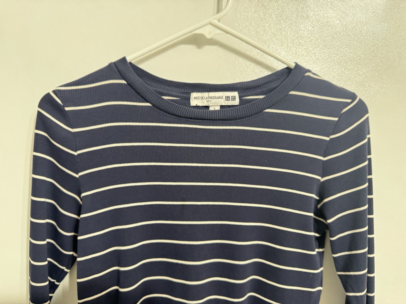 Ines de la Fressange X Uniqlo Sz Small Women’s Navy Blue White Knit Pullover Top image 3