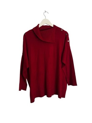 Monsoon Red Knitted Jumper Beth Button Detail RRP £55 Size M 12 New 