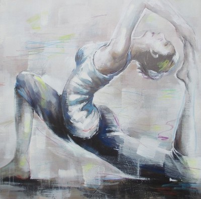 expressive Tänzerin Yoga  Gymnastik 80x80cm Acryl Leinwand Wandkunst Fitness
