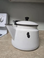 Vintage White Enamel Large Kettle