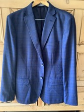 DKNY Sport Coat 2 Button 2 Vent Blue/ Gray Plaid 42 Regular
