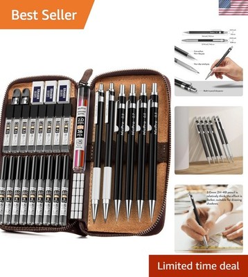 33PCS Metal Mechanical Pencil Set for Artists in an Elegant Leather Case