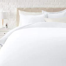 Amazon Basics Microfiber Duvet Cover Set King Bright White 3 Piece