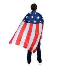 American Flag Costume Cape USA Patriotic Cloak for Adult Men Women Boys Girls