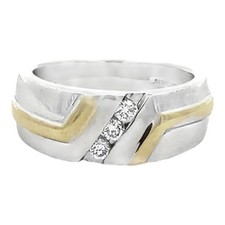 Gent's Diamond Cluster Ring 3 Diamonds .15 Carat T.W. 14K 2 Tone Gol B01116464 